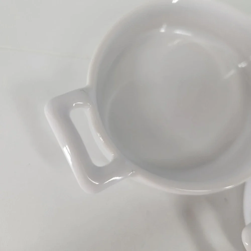 Set of 2 White Ceramic Ramekins SMO Design France Mini Baking Dishes‎